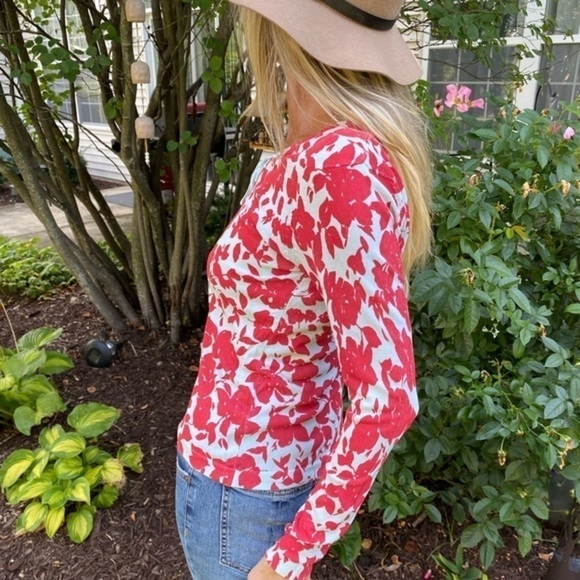 Caryn Vallone Blue and Red Long Sleeve Top - Picture 8 of 9